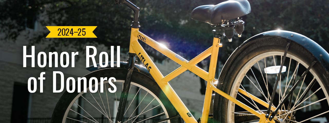 2024-2025 Honor Roll of Donors. Photo of yellow Pirate Bike.